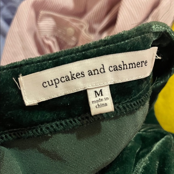cupcakes & cashmere Dark Green Velvet Blouse - Picture 3 of 3